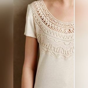 Meadow Rue Medium white crocheted bib short sleeve